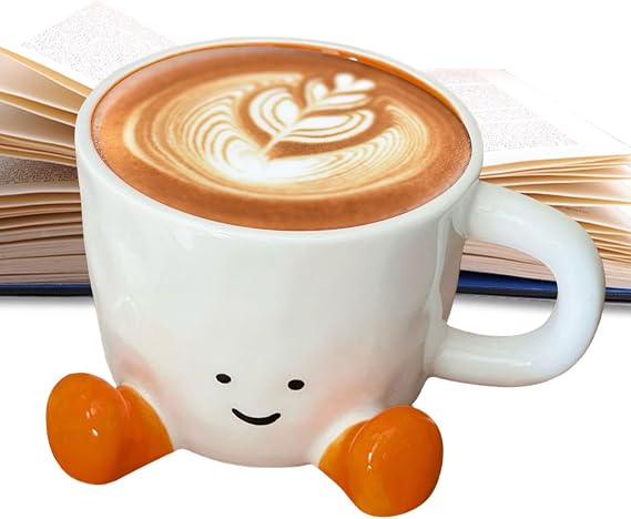 Novelty Tea Cup with Feet - Creative Planter Ceramic Hand Kneaded Cute Coffee Mug | Creative Handcrafted Coffee Mug | Durablle Thermal Cofee Cup for Enjoying Tea, Latte, Milk, Hot Cocoa (300-400ml)