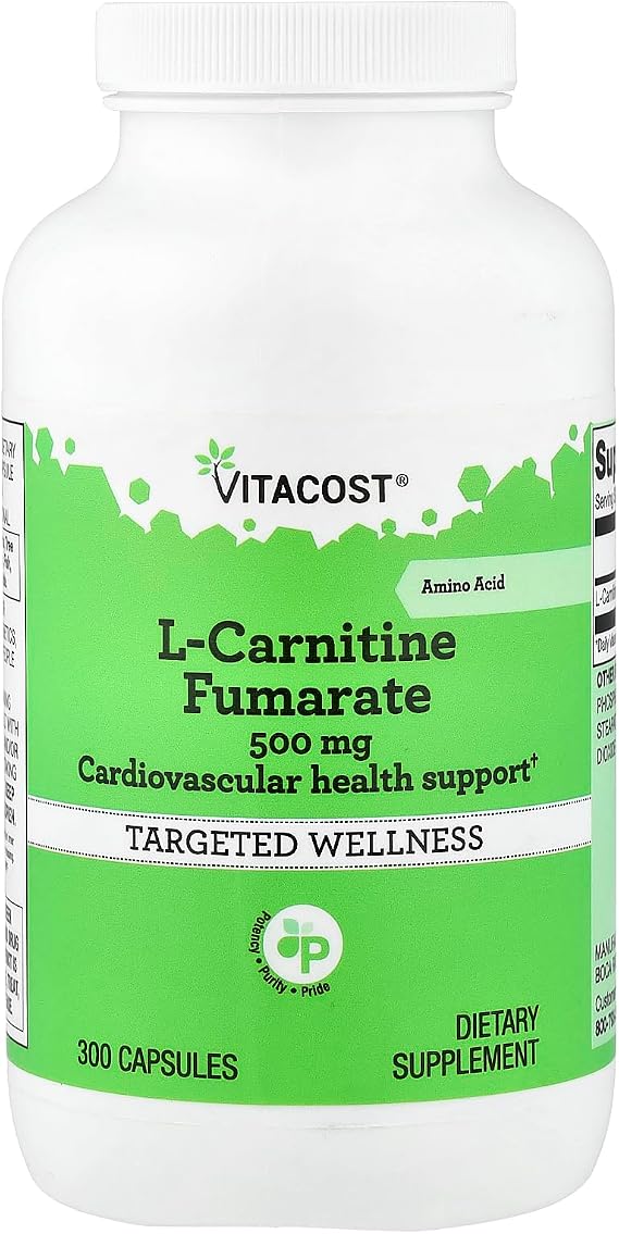 Vitacost L-Carnitine Fumarate, 500 mg, 300 Capsules