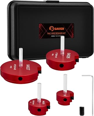Saker PVC Pipe Reamer Kit, PVC Fitting Saver with 1-12inch,2inch,3inch,4inch Head, For SCH40, ABS Pipe,CPVC Perfect for Plumbing Repairs, Fits Standard 12 Drill