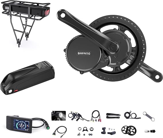 BAFANG BBS02B 48V 750W Mid Drive Kit with Battery Optional 8fun eBike Conversion Kit with LCD Display & Chainring Mid Drive Electric Bike Kit fit 68-73MM Bottom Bracket Bike