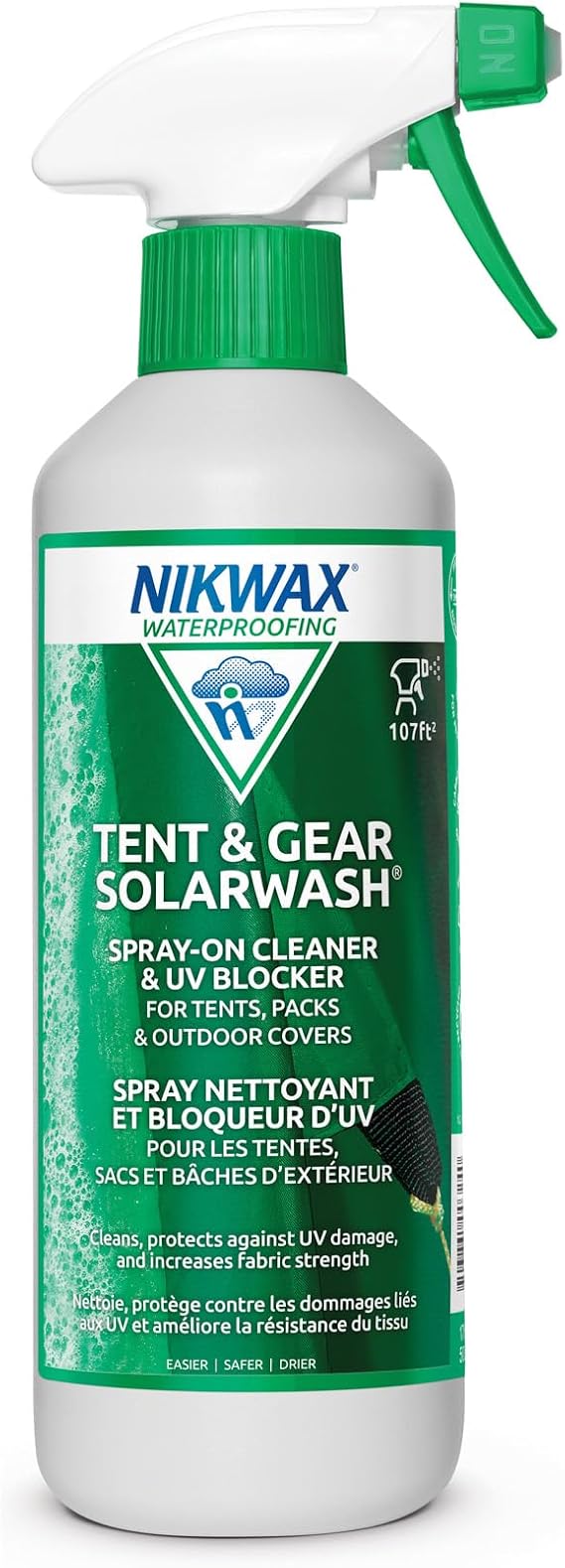 Nikwax Tent & Gear SolarWash, Cleaning, Waterproofing and UV Protector, Maintenance, Restores DWR Water Repellency on Outdoor Gear, Rain Fly, Canvas, Covers, Tarps, Backpacks, Accessories