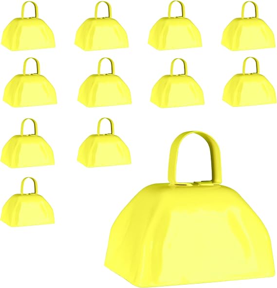 Windy City Novelties Metal Cowbell Novelty Noise Makers - 3 inch - 12 Pack - Yellow