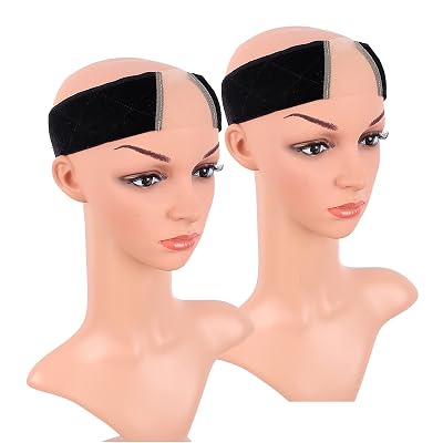 MapofBeauty 2 Pack Wig Grip Headband Lace Wig Band No Slip Velvet Band Adjustable Flexible Head Hair Band