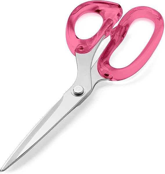 OfficeGoods 9 Stainless Steel Acrylic Scissors, Pink with Silver Metal