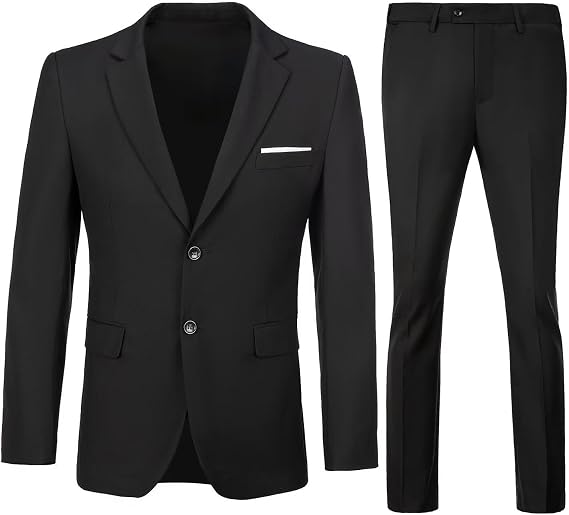 Men's Slim Fit 2 Piece Suit Set,Two Button Blazer Jacket Pants Tuxedo Set for Prom Wedding and Business