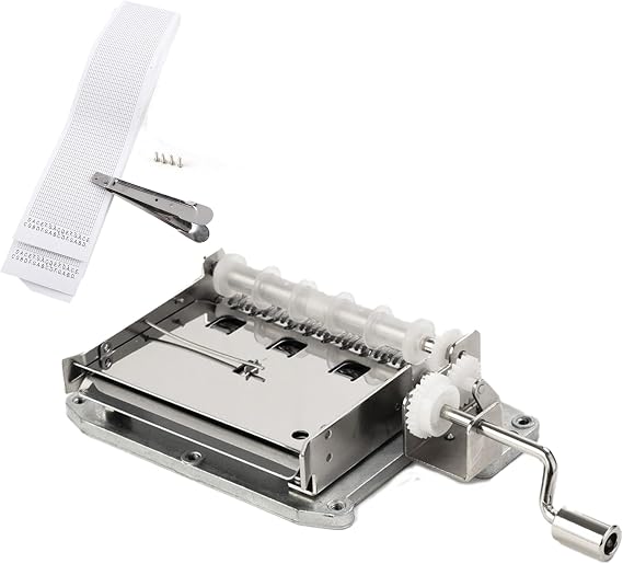 30 Note DIY Music Box Kit, Hand Crank Movement, Paper Strip Puncher, 3 Blank Tapes