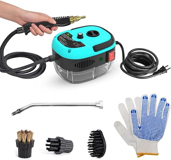 2500W Portable Handheld Steam Cleaner High Temperature Pressurized Steam Cleaning Machine with Brush Heads and Gloves for Kitchen Furniture Bathroom Car