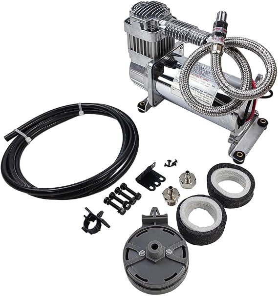 Heavy Duty 12V Air Compressors 200 PSI Onboard | Universal Fit for Truck Car Train Air Horn, Suspension Ride Bag Kit System | Fits All 12V Vehicles like Truck Pickup SUV RV Marine (Single Pack)