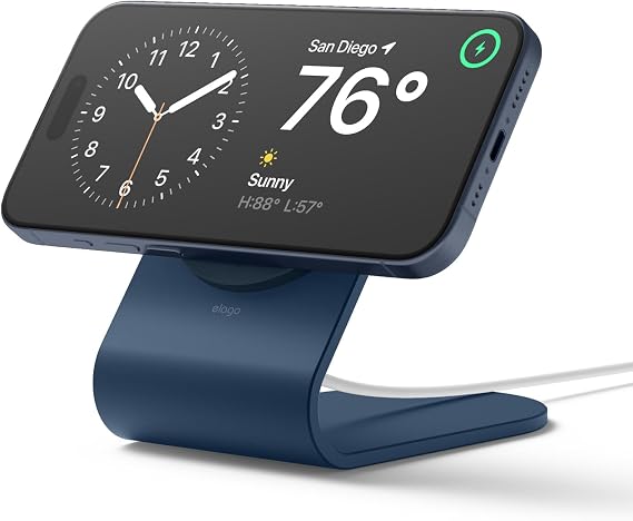 elago MS3 Charging Stand for MagSafe Charger | Aluminum Stand for iPhone Series, Designed for iOS17 Standby Mode (Cable Not Included) (Jean Indigo)