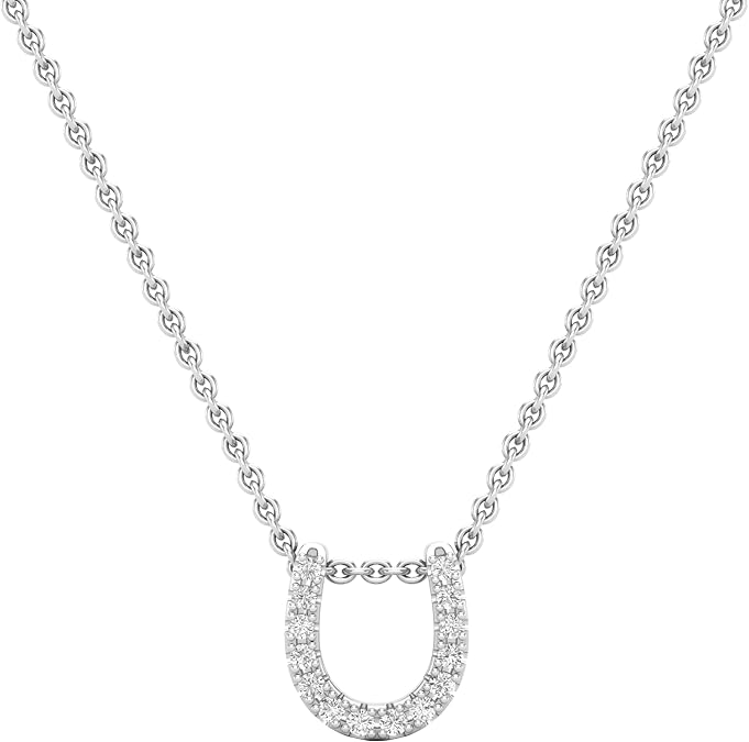 Dazzlingrock Round White Natural Diamond Horseshoe Pendant Necklace