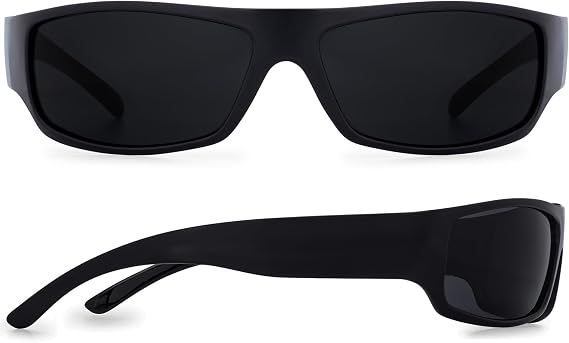 grinderPUNCH Mens Black Super Dark Sunglasses - Slim Wrap Around Gangster Style