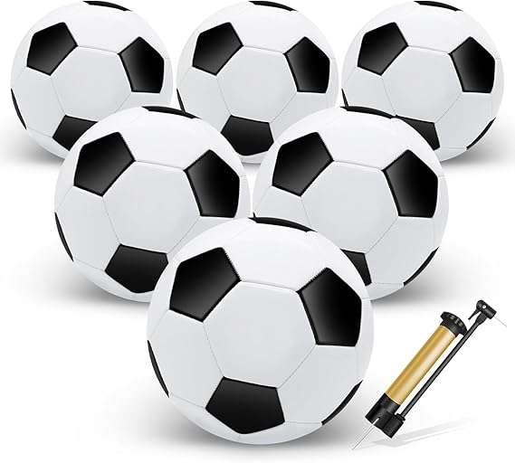 6 Pack Soccer Balls with Pump Needle, Size 3/4/5 Soccer Training Ball Practice for Kids,Youth and Adults, Soccer Ball Bulk