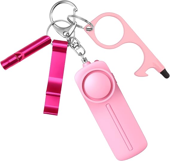 AMIR Safety Keychain Set for Women and Kids, 4 Pcs Safety Keychain Accessories, Self Defense Keychain Set for Girls
