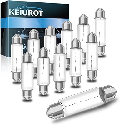 Keiurot Under Cabinet Light Bulbs T3 42MM Festoon Light Bulb, UnderCabinet Bulb 12V 10W Xenon Festoon Bulbs Boat Marine Ceiling Bath Lights 2700K,12Pack