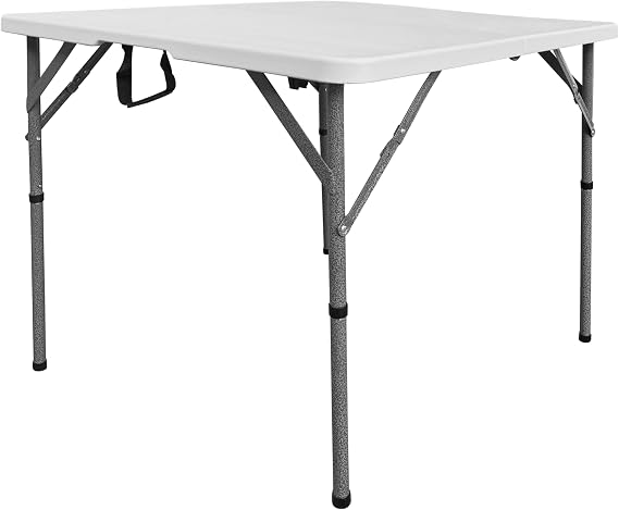 34 W Square Folding Table, Small Folding Table with Easy-Carry Handle, White