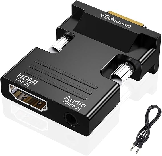 HDMI to VGA Adapter, HDMI to VGA Audio Output Cable Computer Set-top Box Converter Connector Adapter for Laptop, PC, Monitor, Projector, HDTV, Chromebook, Roku, Xbox(3.5mm Stereo Cable Included)