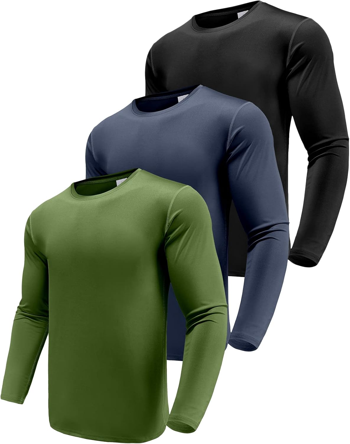 Mens 1, 3 or 5 Pack Performance Long Sleeve T-Shirts, UPF 50 Sun Protection Shirts, Athletic Gym Workout Shirts for Running
