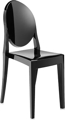 Kartell Victoria Ghost Chair by Philippe Starck, Pack of 2, Matte Glossy Black