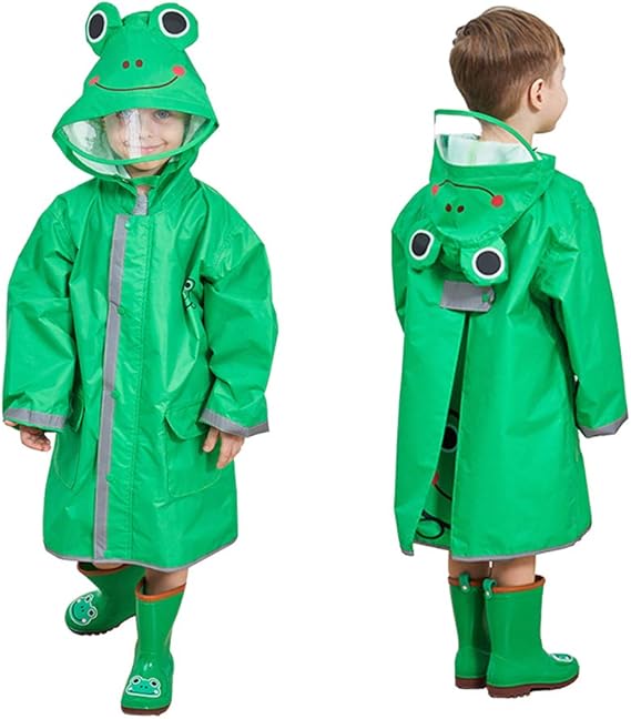 SSAWcasa Toddler Rain Jacket, Kids Rain Coat for Toddler Girls Baby Boys, Hooded Rain Poncho Gear Children Cartoon Rainwear
