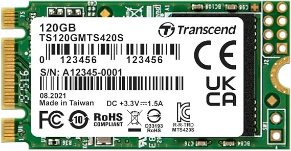 Transcend 120GB MTS420S M.2 SATA III 2242 SSD, SLC Cache, B+M Key