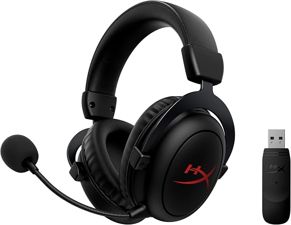 HyperX Cloud Core Wireless Gaming Headset for PC, DTS Headphone:X Spatial Audio, Memory Foam Ear Pads, Durable Aluminum Frame, Detachable Noise Cancelling Microphone,Black