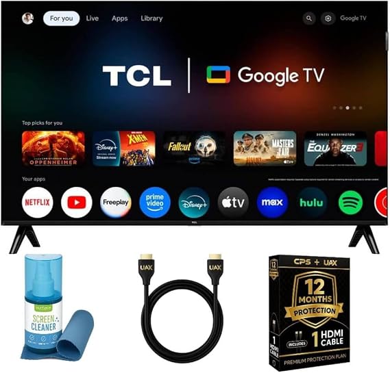 TCL 32Q3KKIT1 32 inch Q3K Series 1080P FHD QLED Smart TV Bundle HDR10, Google TV, Bluetooth Audio, Bezel-Le