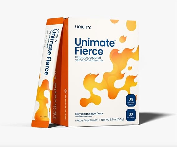 UNICITY UNIMATE FIERCE STICK PACKS - Great Tasting - Ultra Concentrated Yerba Mate Drink Mix (30 Packets). Dietary Supplement. Healthy Alternative to