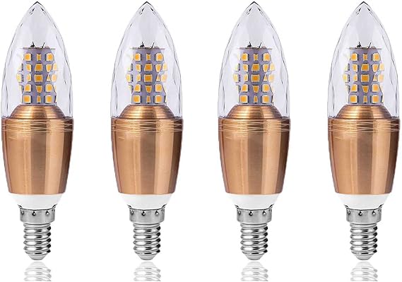 LED Candelabra Bulb Corn Bulbs, 100 Watt Equivalent 12W Led Light Bulb 3000K-6000K 1200Lumens E12 E14 Candle Base Chandelier Bulbs AC85-265V Mini Torpedo Shape 4 Packs