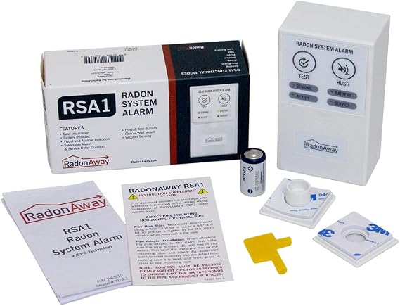 RadonAway RSA1 Radon System Alarm with PPS Technology, Radon Monitor Device