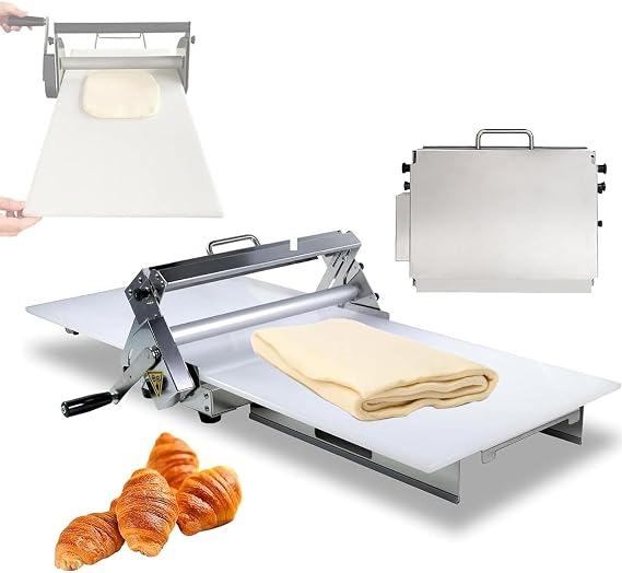 Folding Noodle Press, Stainless Steel Noodle Press, Tabletop Noodle Press, Manual Dough Roller Machine, Manual Noodle Press with Adjustable Thickness for Pizza, Pastry & Fondant Type300
