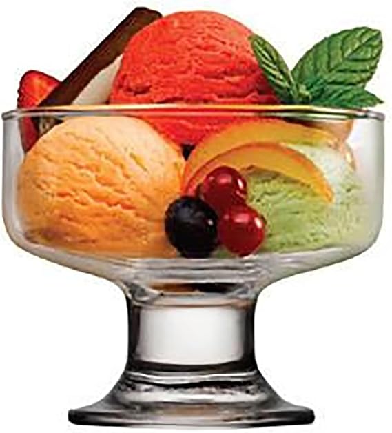 Glass Trifle Bowl Western Short Foot Dessert Bowl Crystal Clear Glass Ice Cream Cup Fit for Pudding Snack Milk Shake Yogurt Ice Ball Salad Cereal Nut Fruit Cake Party Bowl Girl Birthday Xmas Gift