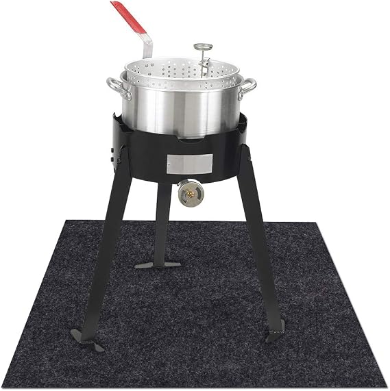 Under the Turkey Fryer Mat,Absorb Oil and Water,Protects BBQ Deck or Patio from Oil,Grease,and Spills, Slip Resistant and Waterproof (Turkey Fryer Mat:36inches x 36inches)