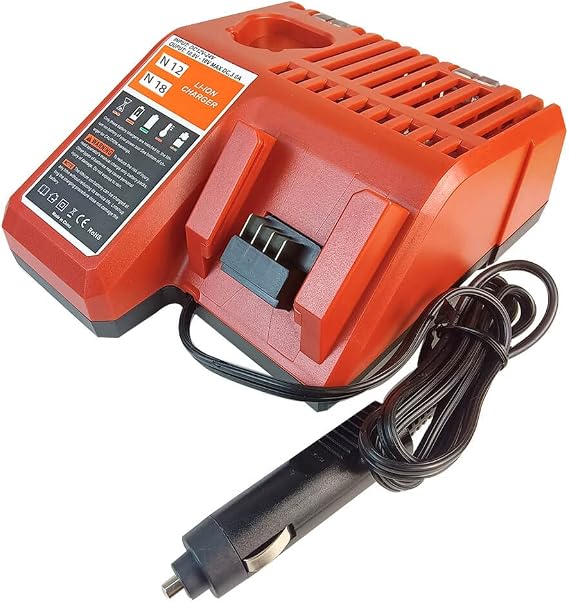 Compaitble with Milwaukee 48-59-1810 Lithium Ion Vehicle Charger,Car Battery Charger, for Battery M12 M14 M18 C18B, C18BX, M18, M18B, M18B2, M18B4, M18BX Battery