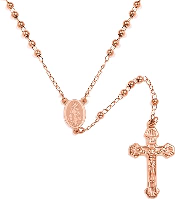 Cross Necklace Rosary Beads Catholic, Christian Gifts Cross Necklace with Gift Box, Rosary Necklace, Y Necklace Chain for Women Men -20 Inch