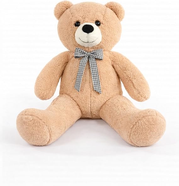 90 cm Rengarenk Papyonlu Peluş Ayıcık -% 100 YERLİ (Boz)