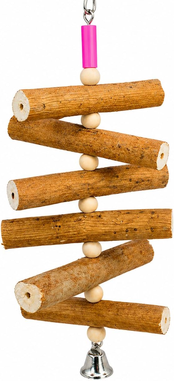 Bonka Bird Toys Sola Log Bird Toy for Parakeets Cockatiels Lovebirds Conures and Small Parrots Natural Sola Wood Shredding Chewing and Foraging Cage Toy