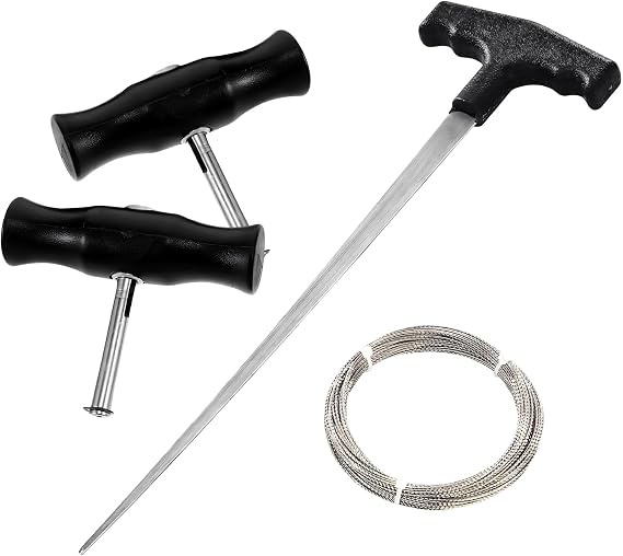 4 PCS Windshield Removal Tool Kit, Window Cut Out Steel Wire with Hook Tool & T-Handles, Professional Windscreen Remover Glass Cutting Wire Set for Cars Trucks SUVs