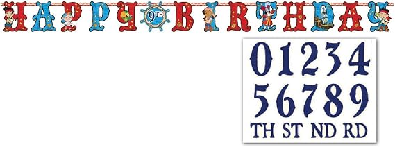 Jake and the Neverland Pirates Add an Age Letter Banner, 1 Piece, Made from Paper, Birthday, by Amscan
