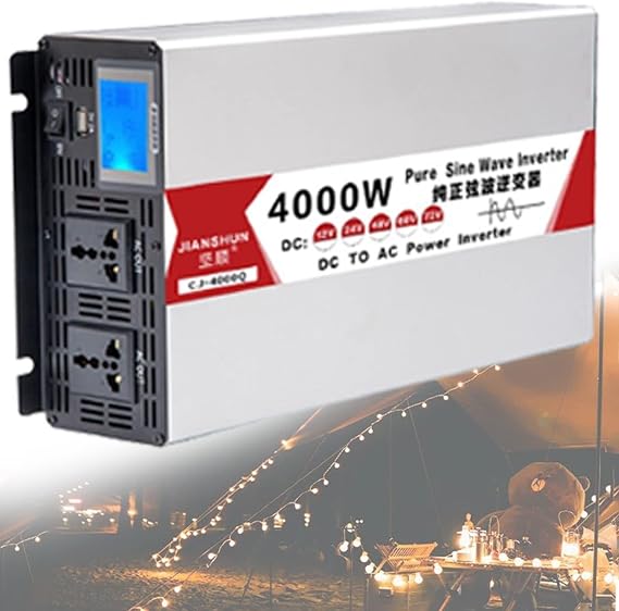 1pc High Power Pure Sine Wave Inverter 4000W-8000W DC 12V-72V to AC 110V/220V with LCD for RVs and Solar Applications(4000W 12Vto110V)