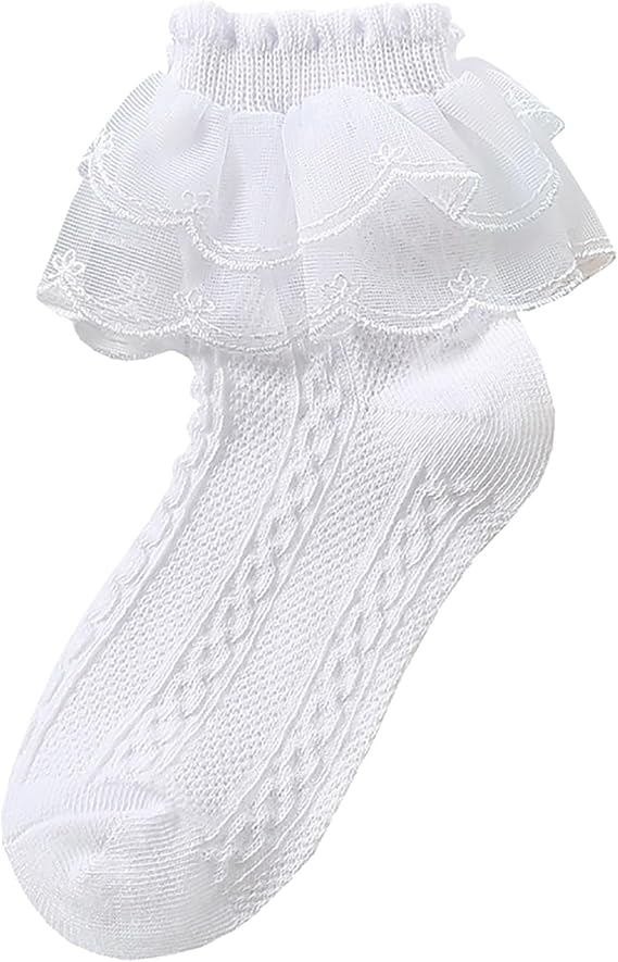 Lolvmvchi Ruffle Lace Socks 1 Pair Women Socks Ruffle Lace Decor Thin High Elasticity Anti Slip Soft