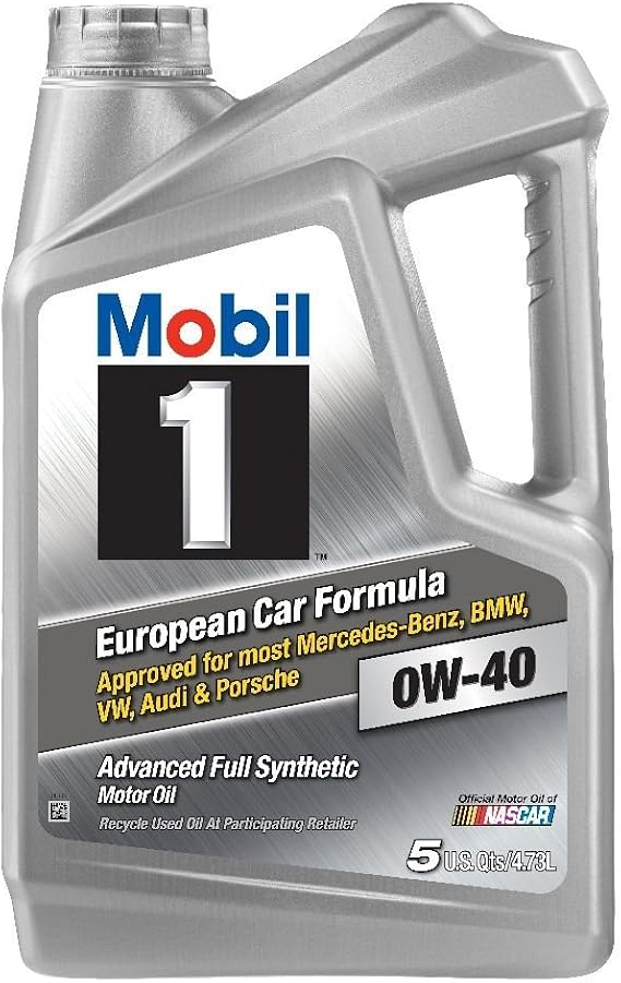 Mobil 1 (120760) 0W-40 Motor Oil, 5 Quart, Pack of 2