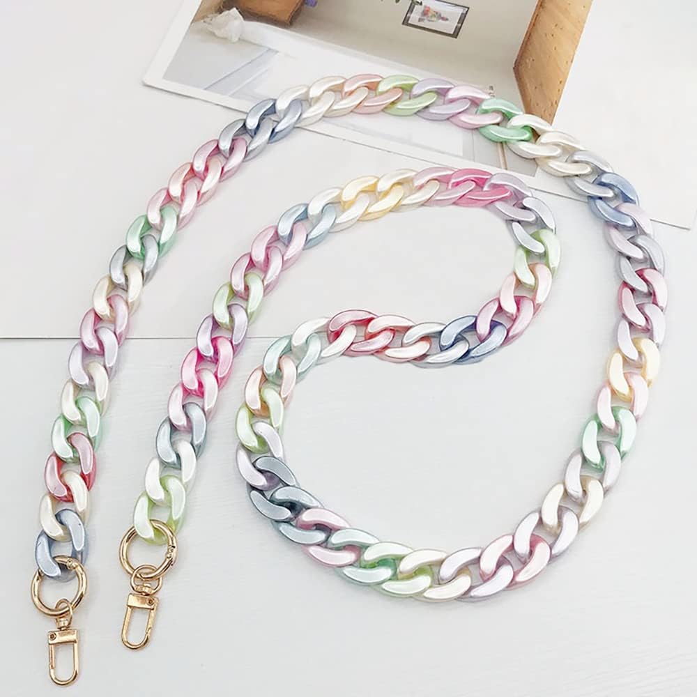 Acrylic Bag Chain 120 cm Bag Handles Chain Shoulder Strap Flat Chain Strap Replacement Strap for Women DIY Bags Handbags Shoulder Bag Colourful