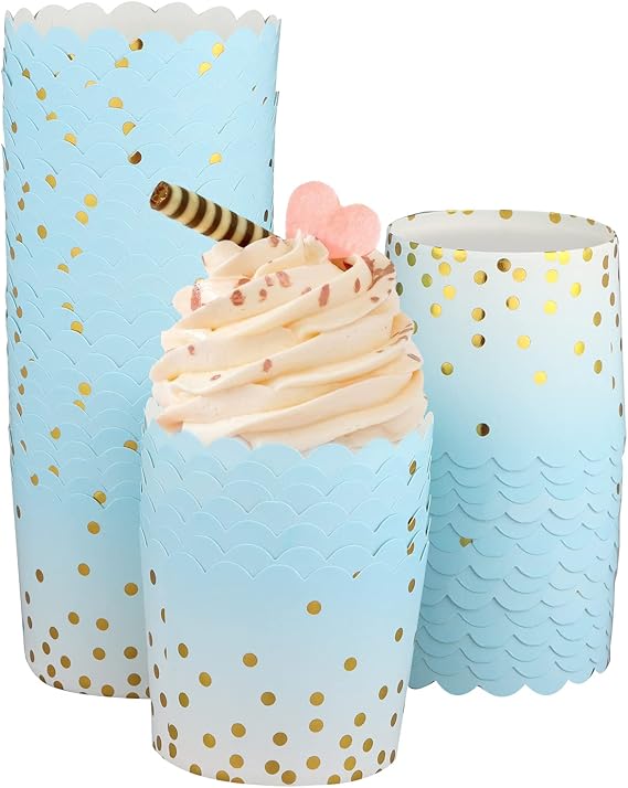 50 Pcs Colorful Greaseproof Paper Baking Cups Large 5 Oz Cupcake Paper Liners Disposable Muffin Cases Cupcake Holders Containers for Wedding Party Festival Graduation Party