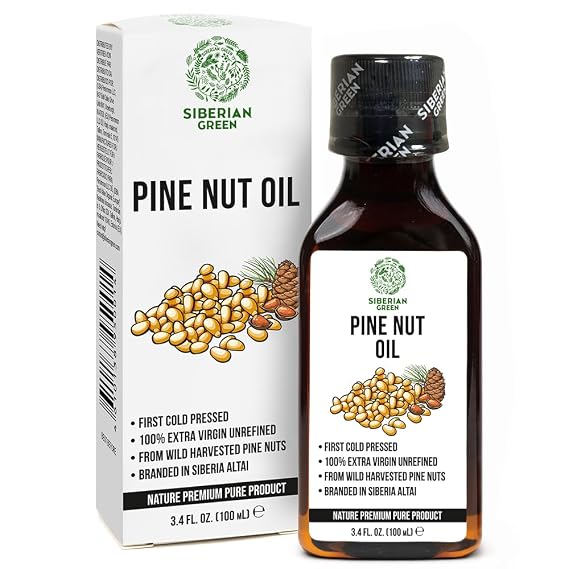 Siberian Pine Nut Oil | 100% Natural Extra Virgin Cold Pressed 100 ml / 3.4 fl oz | Unrefined Raw No-GMO Vegan | Exclusive Healthy Diet Food Grade