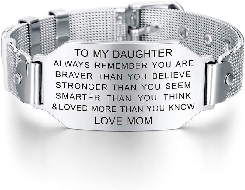 FALOGIJE Daughter Birthday Gifts, Inspirational Daughter Bracelet Jewelry - I Love You Daughter Gifts for Graduation, Mothers Day