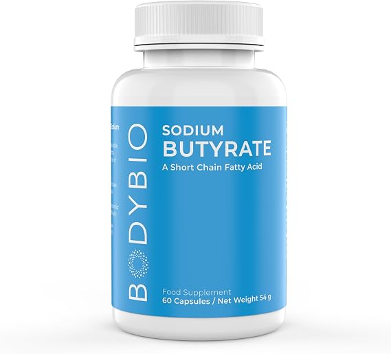 BodyBio Butyrate - Postbiotic for Gut Health, Digestive Support, Bloat, Gas & Constipation Relief, Leaky Gut Repair - Sodium + Butyric Acid Supplement for GI Wellness