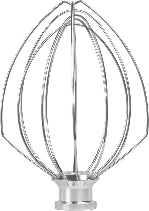 Wire Whip Attachment for KitchenAid, Attachments for KitchenAid 4.5-5 Quart Tilt-Head Stand Mixer, K45WW Replacement, 6-Wire Whisk Replacement, Egg Heavy Cream Whisk, Silver