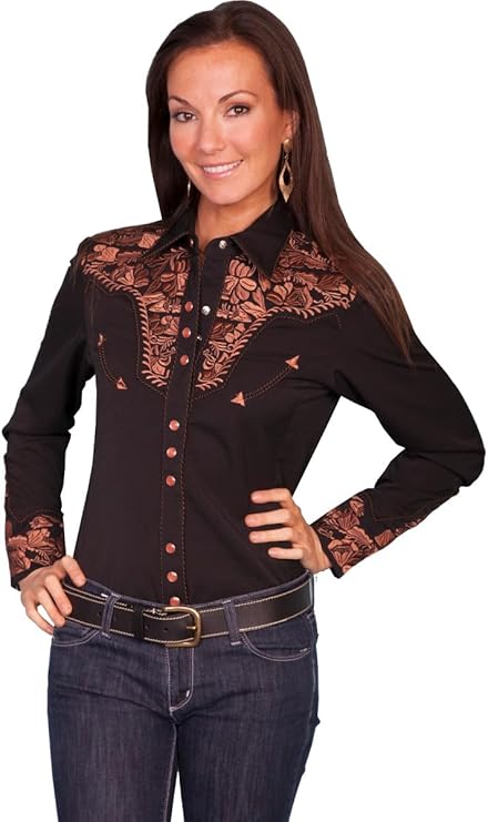 Scully Multi Colored Embroidered Yoke and Sleeve Western Shirt PL654C DEN ***
