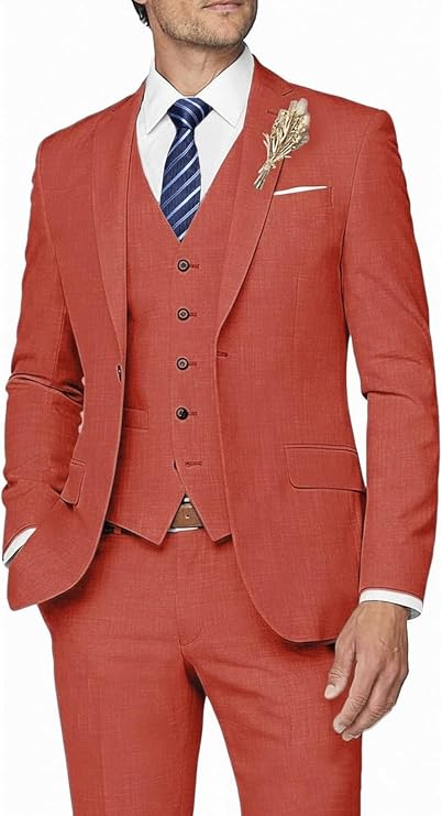 MOGU Mens Suit 3 Piece Slim Fit Suits for Men Tuxedo Wedding Party