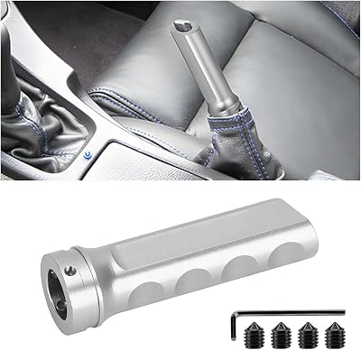 AUCELI Car Handbrake Cover, Universal Aluminum Handle Protector for Brake Lever, Wave Shaped Decorative Hand Brake Sleeve, Auto Interior Accessories